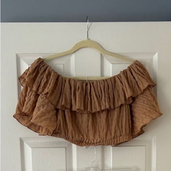 SHEIN Tan Pants and Off Shoulder Crop Top Set Size Large - Picture 3 of 14